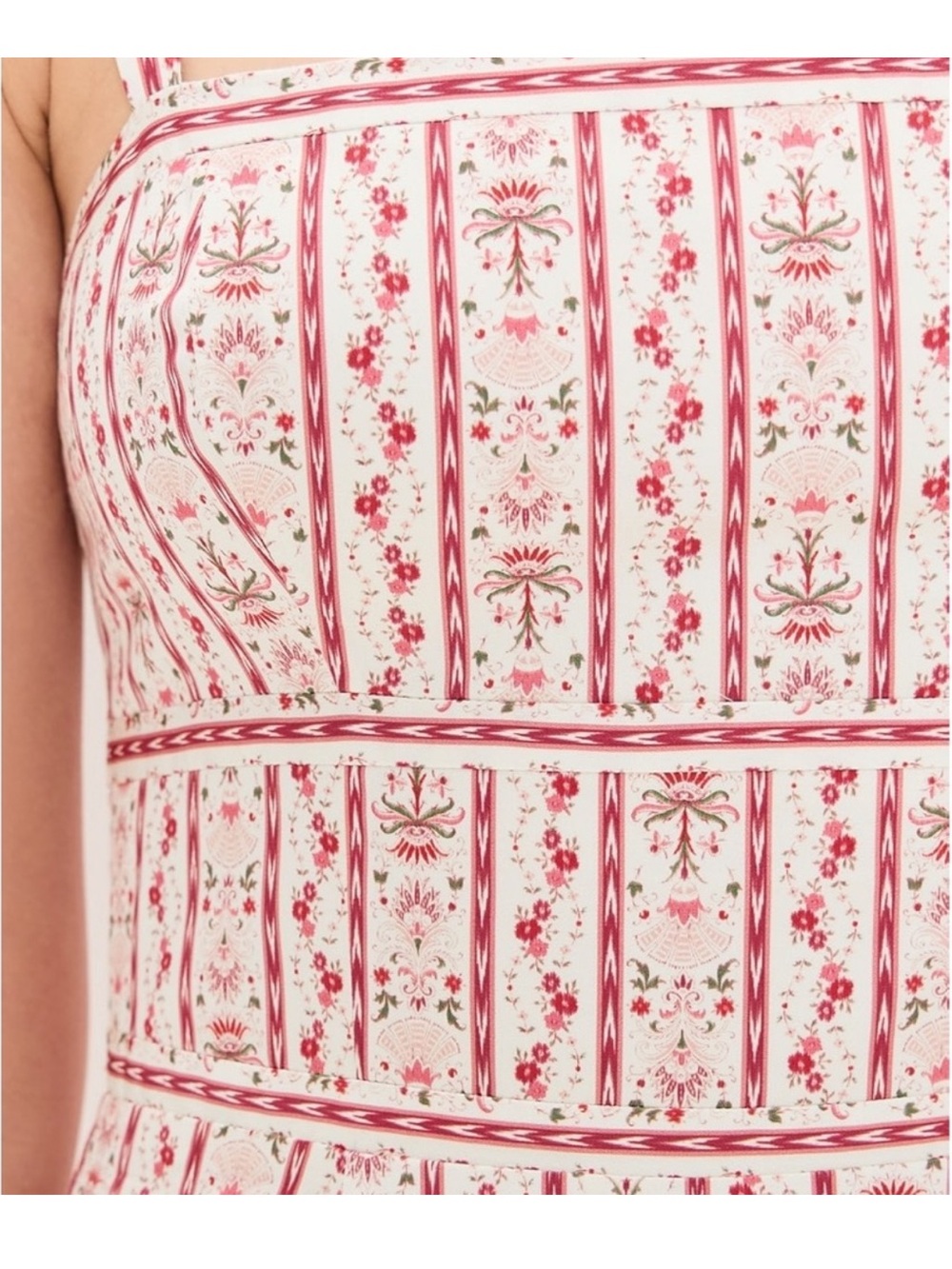 Hill House Strapless Pink & White Floral Midi Dress - Picture 3 of 16